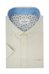 Basket Weave Short Sleeve Shirt in Parchment