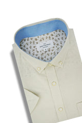Basket Weave Short Sleeve Shirt in Parchment