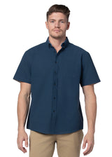 Basket Weave Short Sleeve Shirt in Indigo