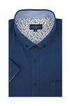 Basket Weave Short Sleeve Shirt in Indigo