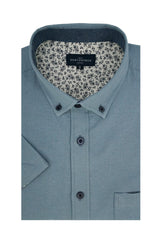 Basket Weave Short Sleeve Shirt in Ice Blue