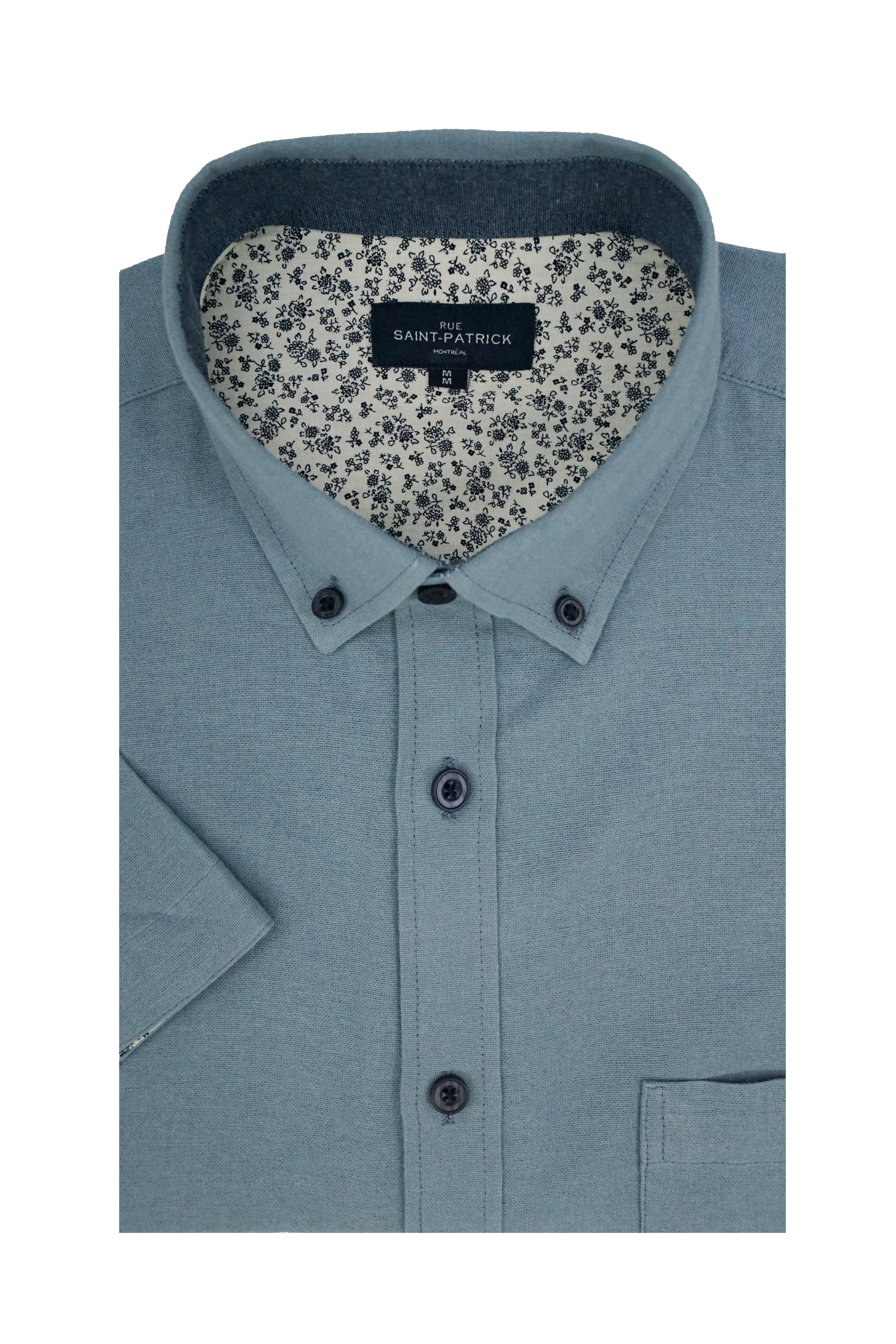 Basket Weave Short Sleeve Shirt in Ice Blue