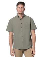Basket Weave Short Sleeve Shirt in Silver Fern