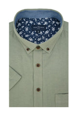 Basket Weave Short Sleeve Shirt in Silver Fern