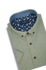 Basket Weave Short Sleeve Shirt in Silver Fern