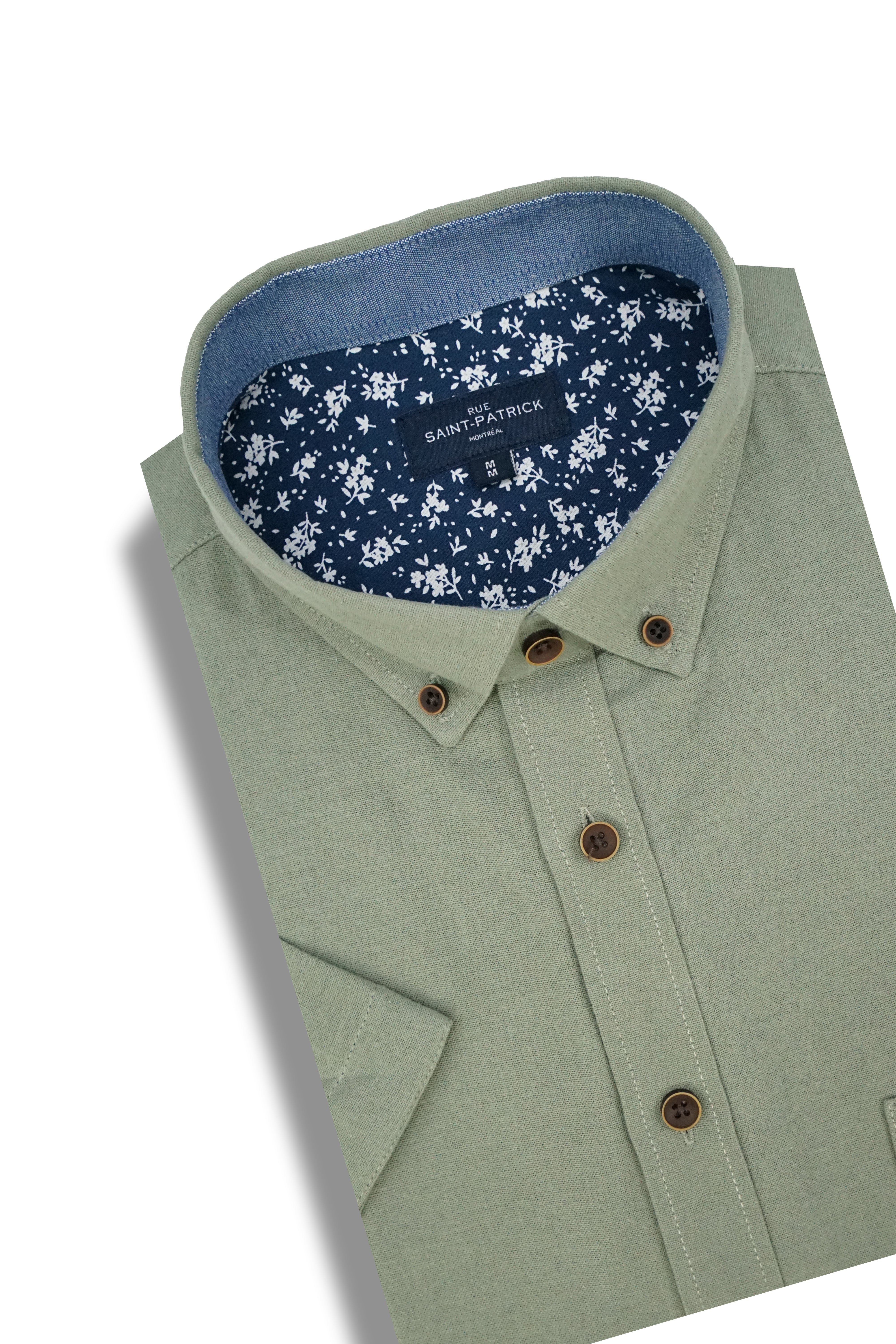 Basket Weave Short Sleeve Shirt in Silver Fern