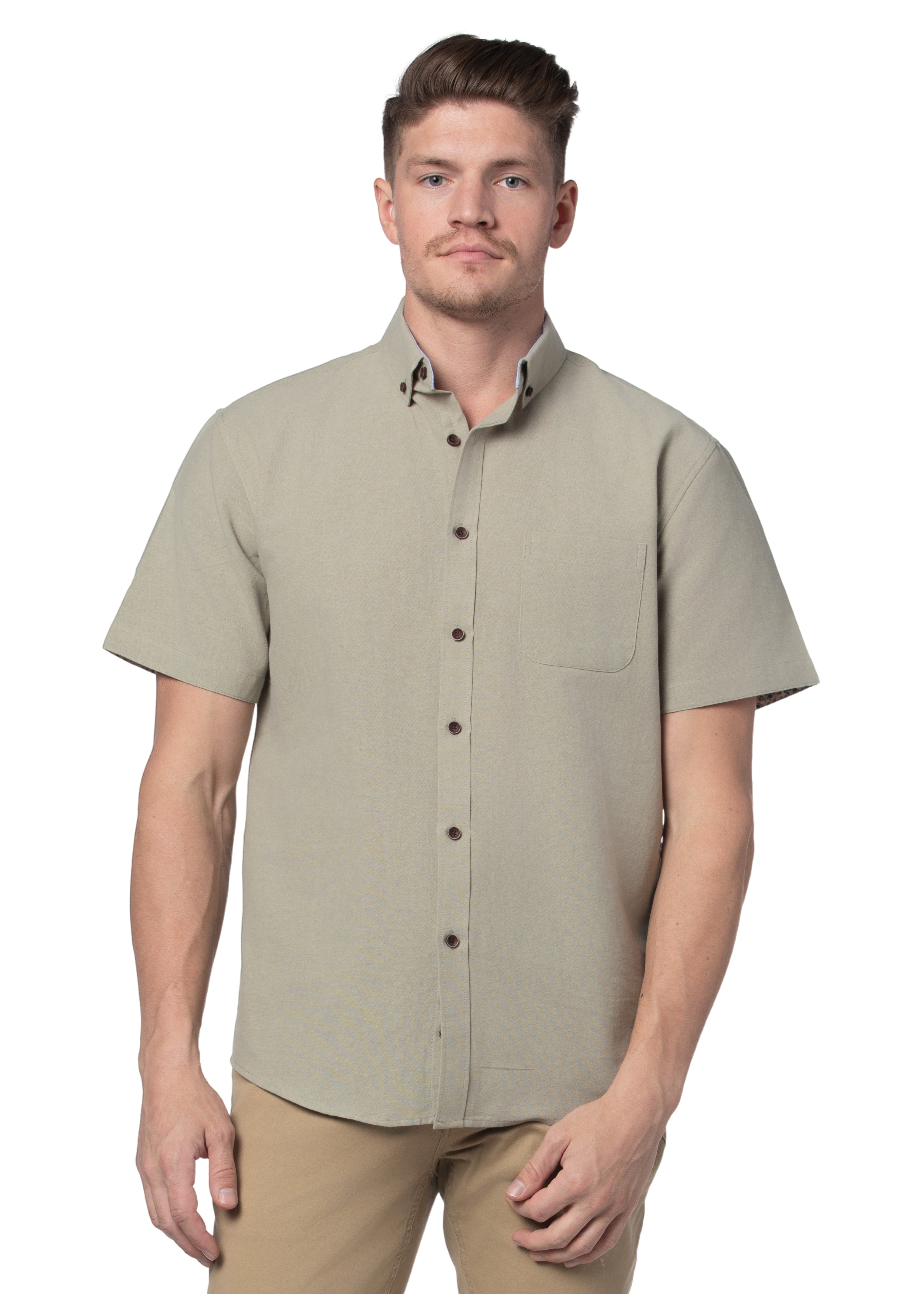 Basket Weave Short Sleeve Shirt in Desert Sage