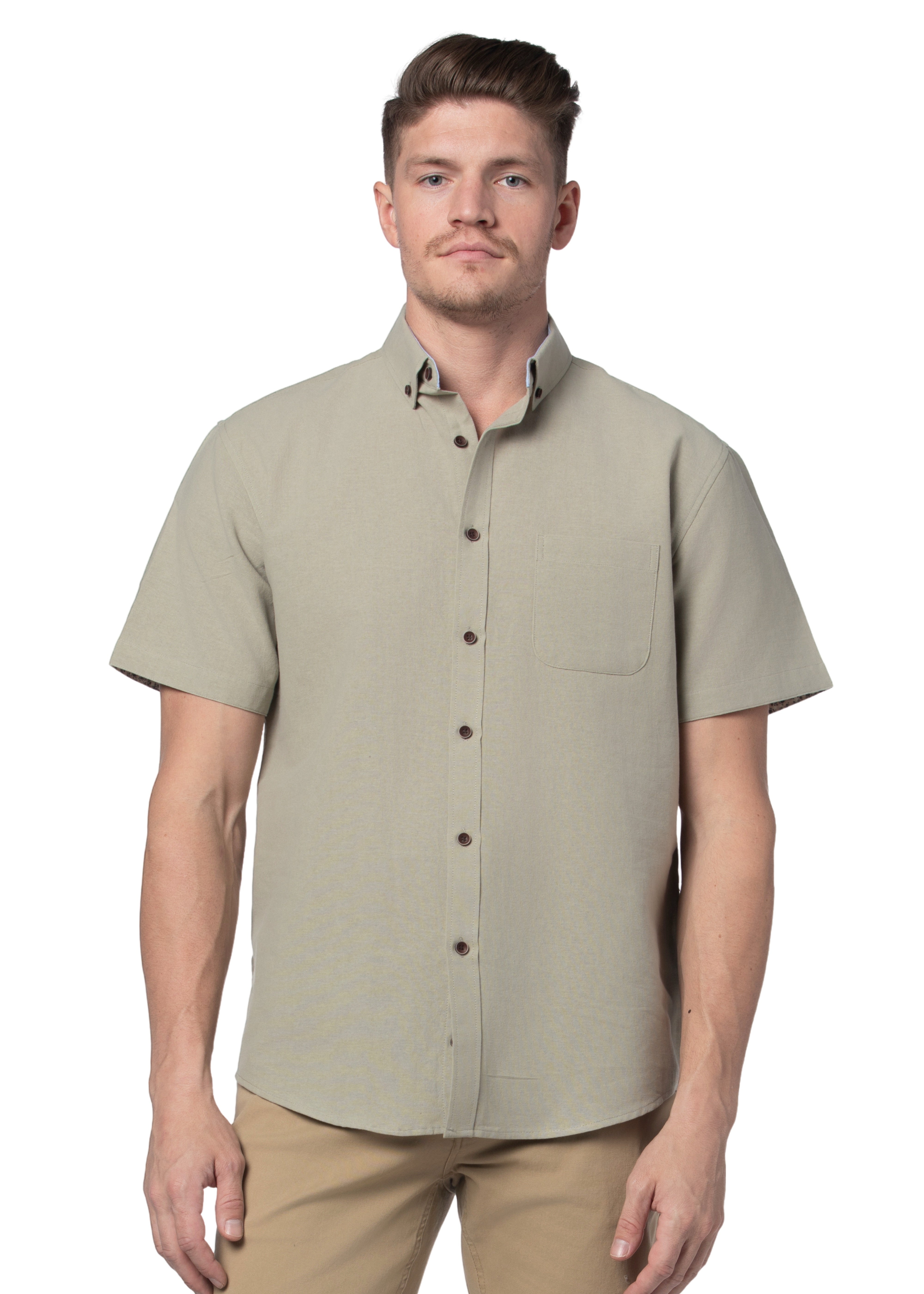 Basket Weave Short Sleeve Shirt in Desert Sage