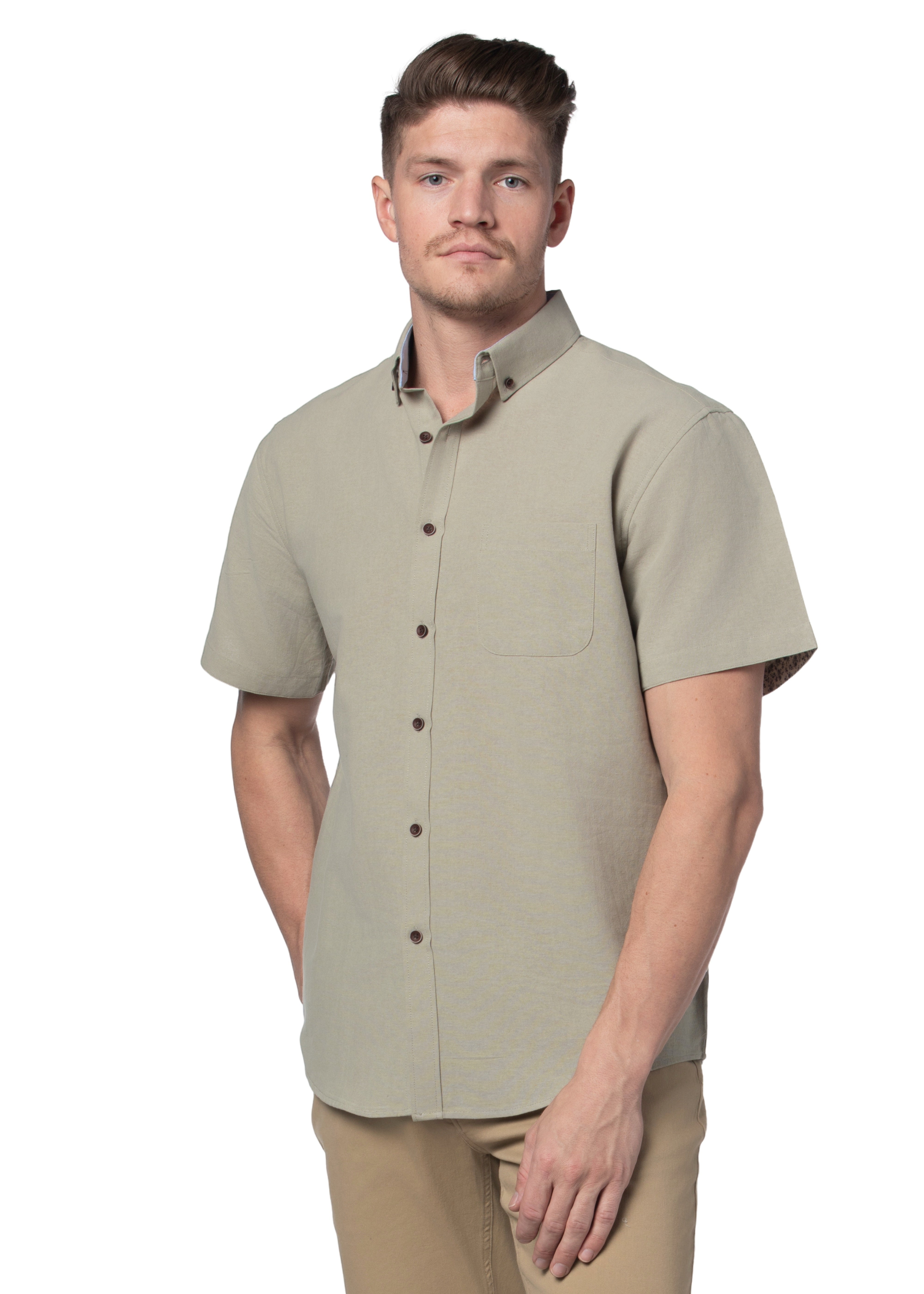 Basket Weave Short Sleeve Shirt in Desert Sage