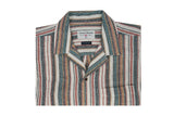 Galveston Open Weave Short Sleeve Shirt in Off White Blue and Red