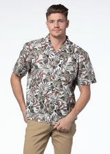 Aguadilla Jungle Print Short Sleeve Shirt in White and Green