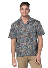 Castillo Short Sleeve Shirt in Cloudy Blue and Artichoke Green