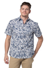 Oahu Short Sleeve Shirt in Navy and White