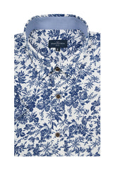 Oahu Short Sleeve Shirt in Navy and White