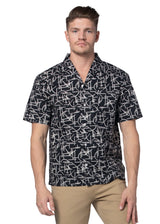 Barletta Comfort Fit Short Sleeve Shirt in Black and White