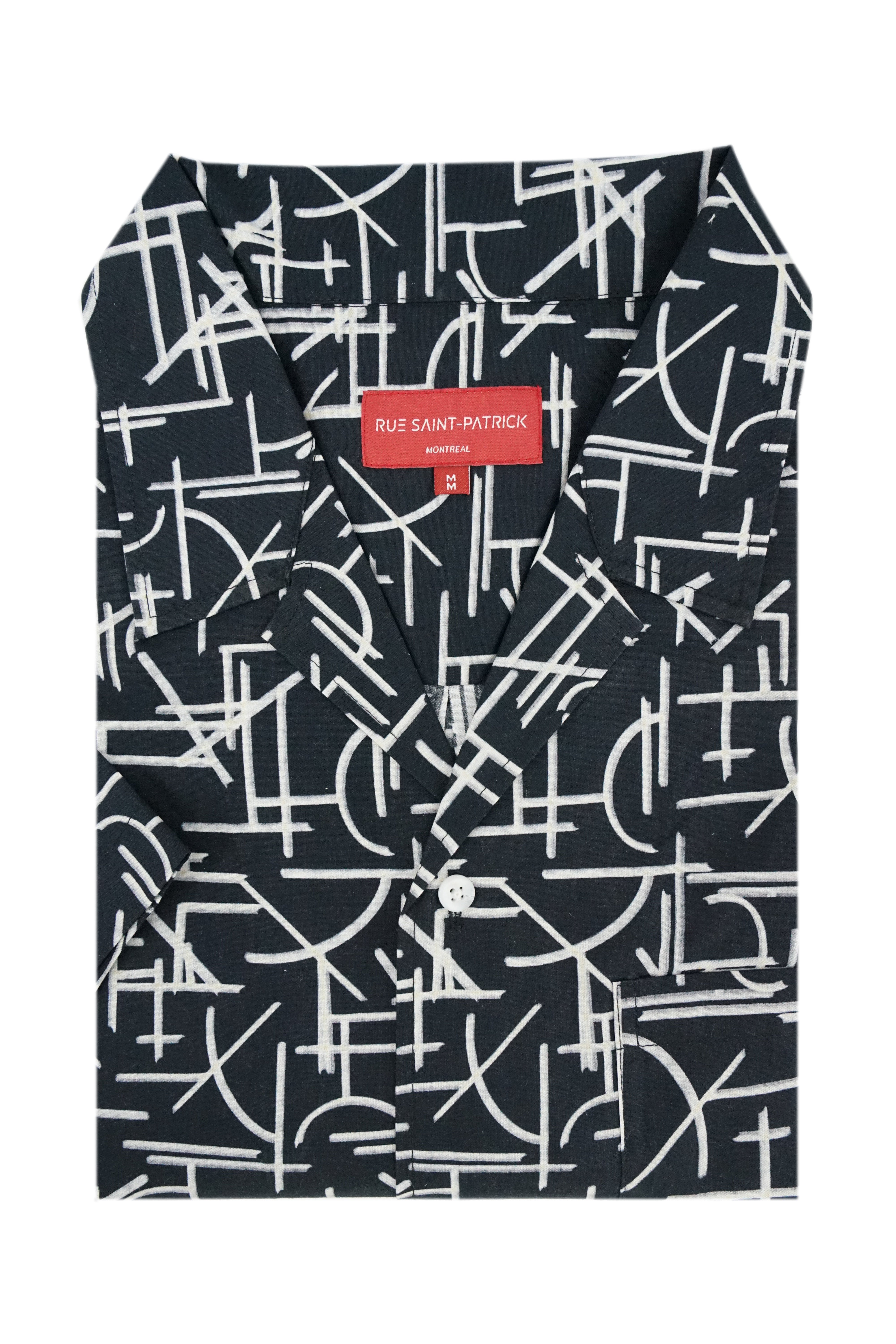 Barletta Comfort Fit Short Sleeve Shirt in Black and White