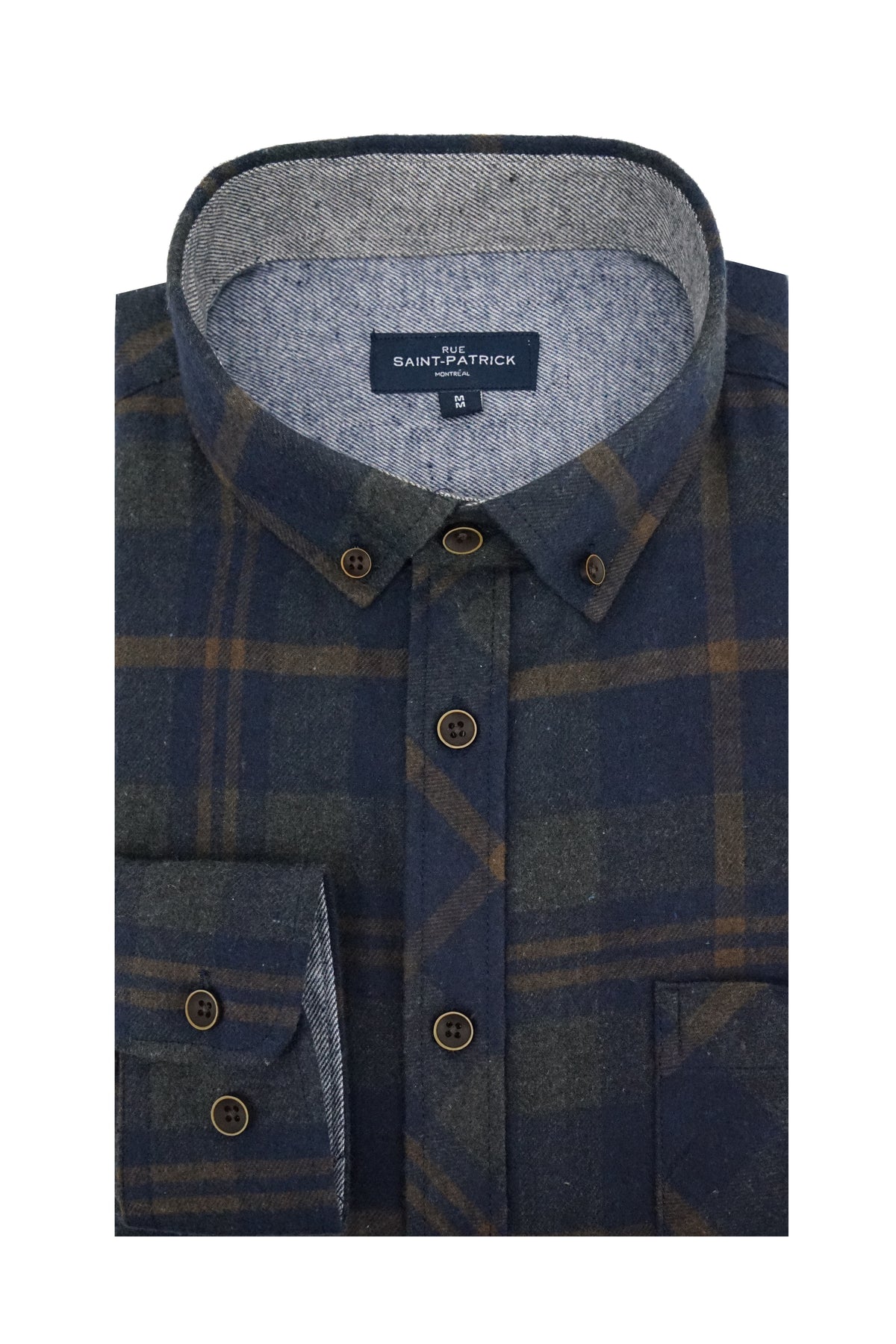 Chemise en flanelle Stockholm bleu marine et vert chasseur