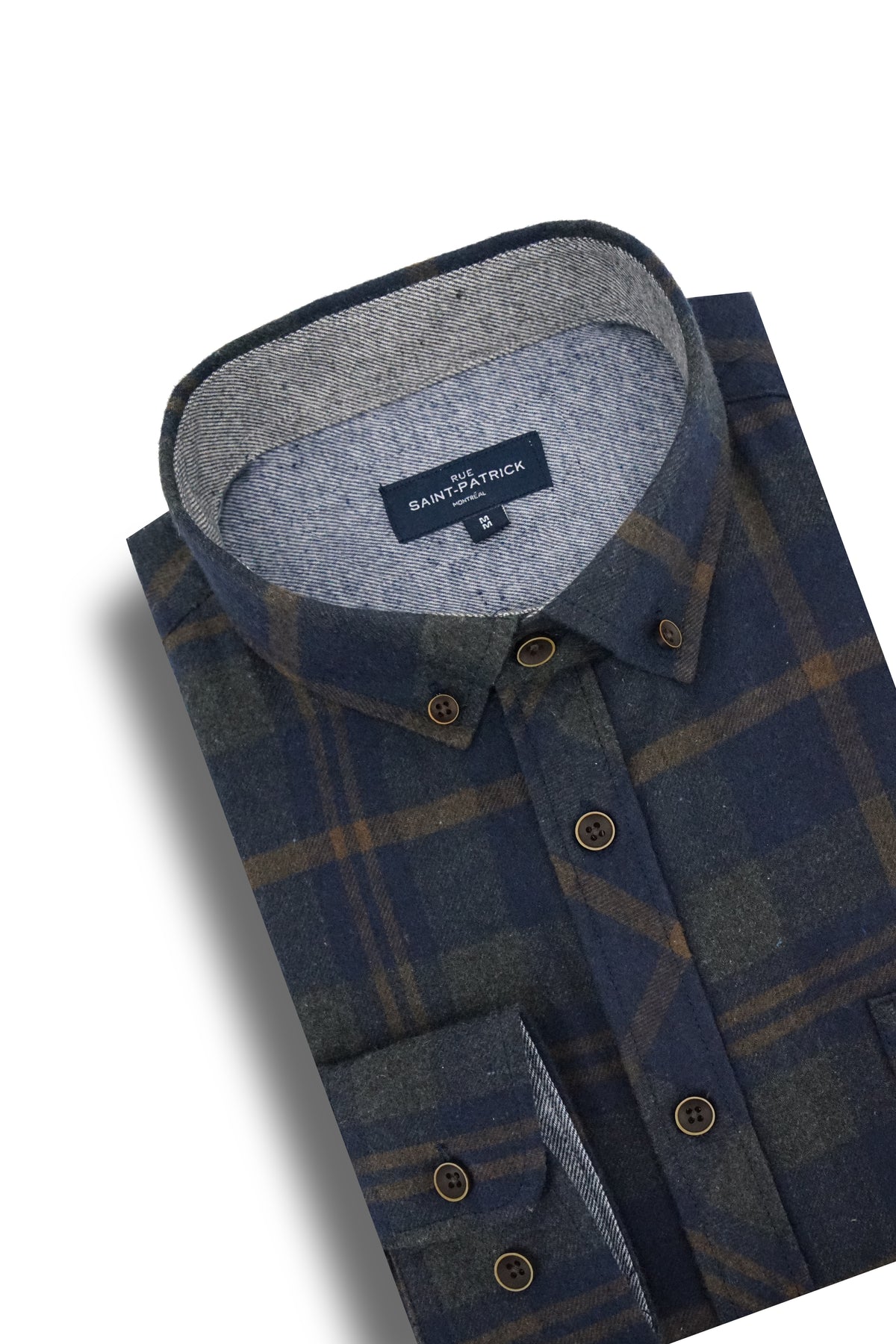 Chemise en flanelle Stockholm bleu marine et vert chasseur