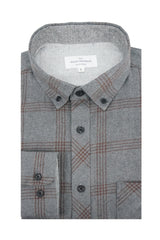 Banbridge Flannel Shirt in Grey and Mahogany