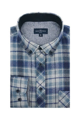 Chemise en flanelle de Marseille, bleu marine et bleu marine