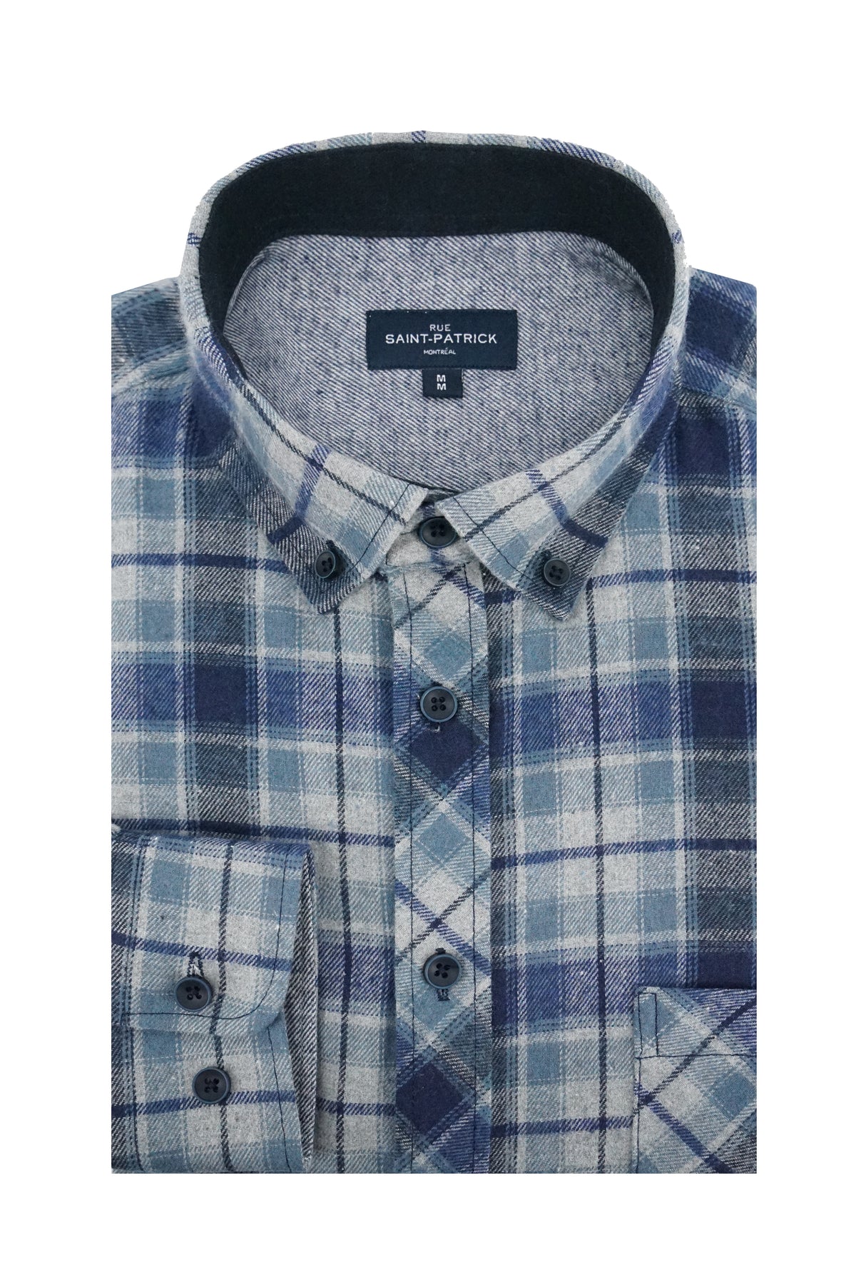 Chemise en flanelle de Marseille, bleu marine et bleu marine