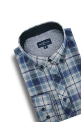 Chemise en flanelle de Marseille, bleu marine et bleu marine