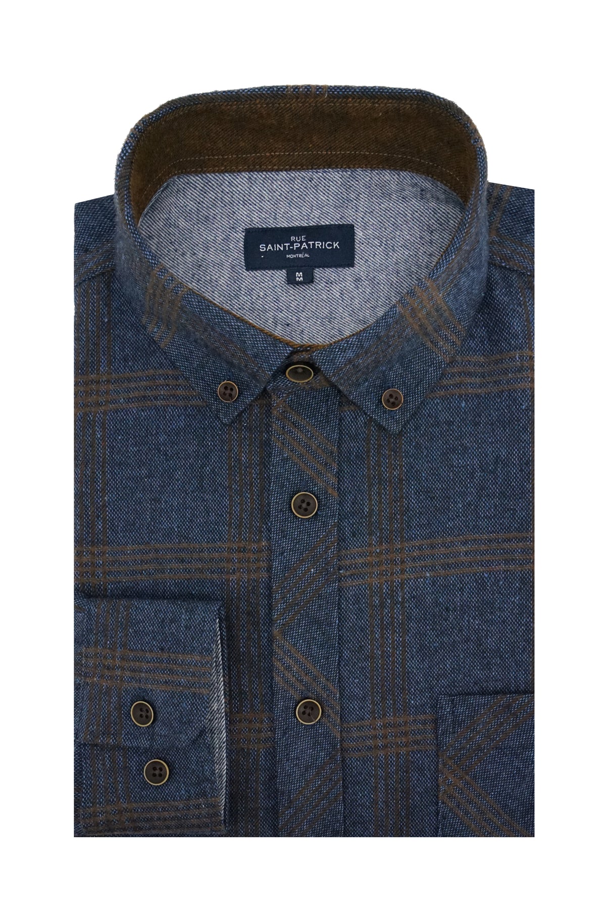 Chemise en flanelle Rathlin bleu marine et marron