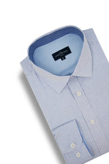 Kensington Striped Stretch Oxford Shirt in Ice Blue and White