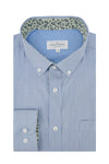 Francoeur Striped Poplin Shirt in Sky Blue and White