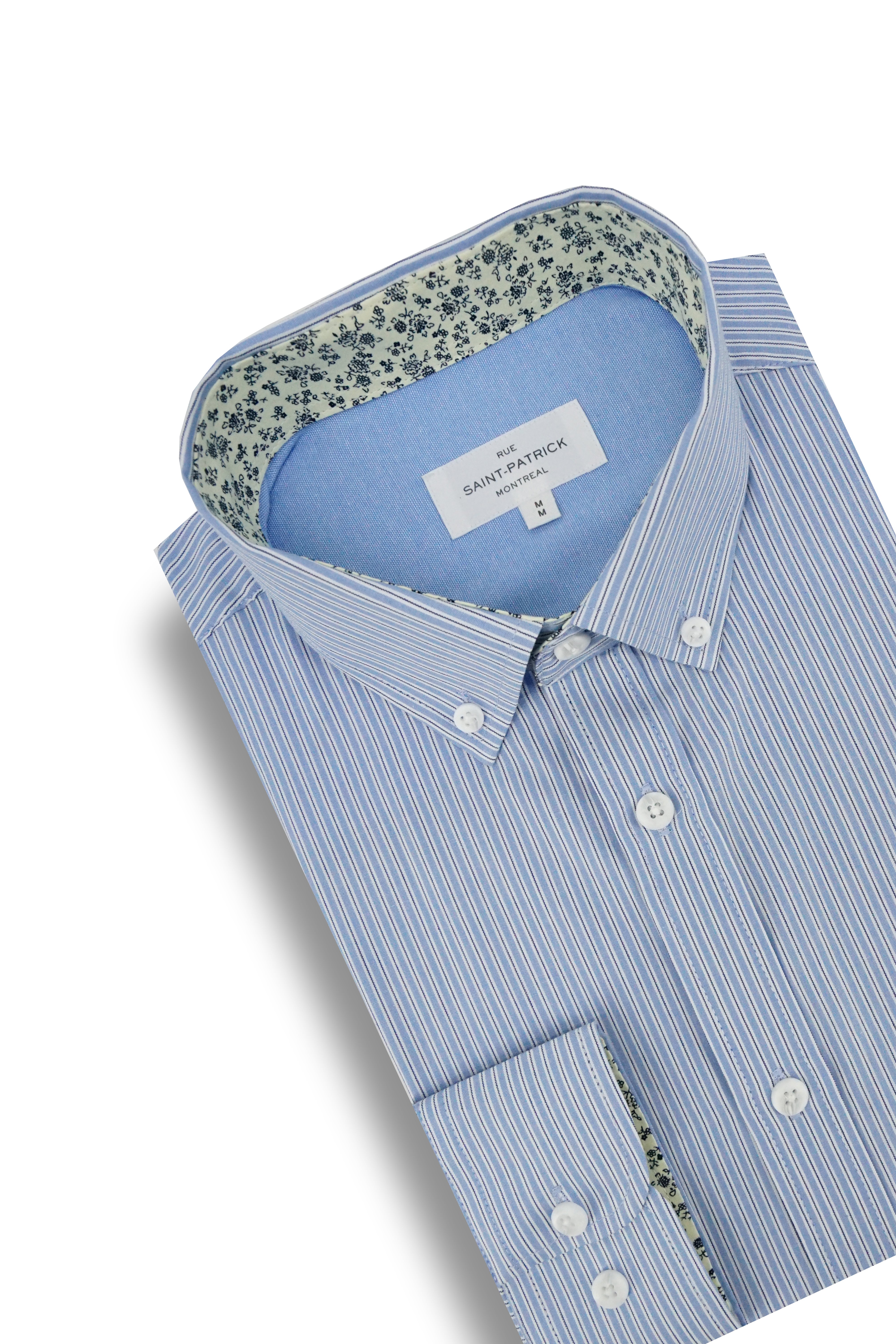 Francoeur Striped Poplin Shirt in Sky Blue and White