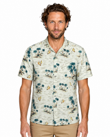 Cabra Short Sleeve Shirt in Soft Ivory and Beige