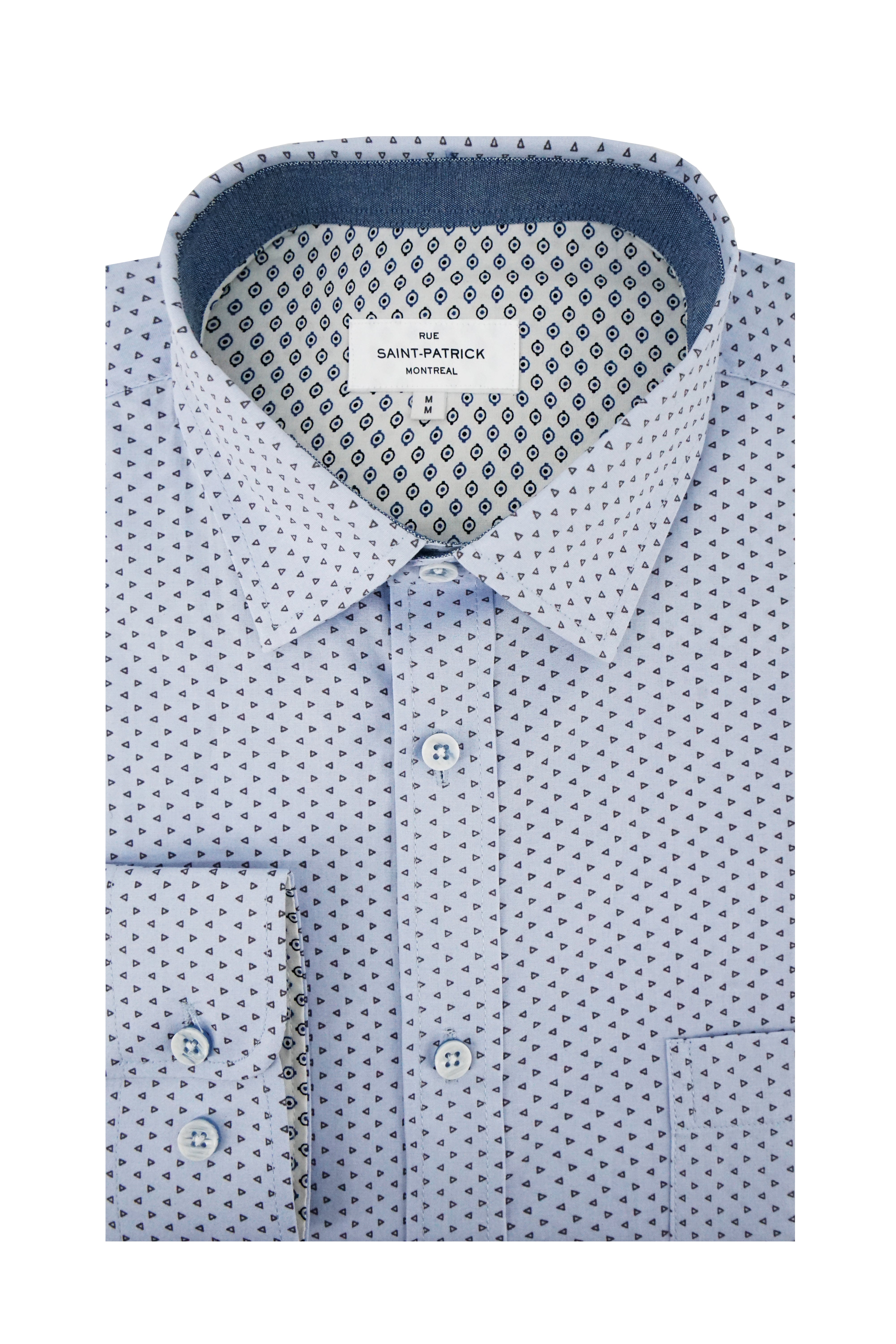 Fermoy Printed Stretch Poplin Shirt in Sky Blue