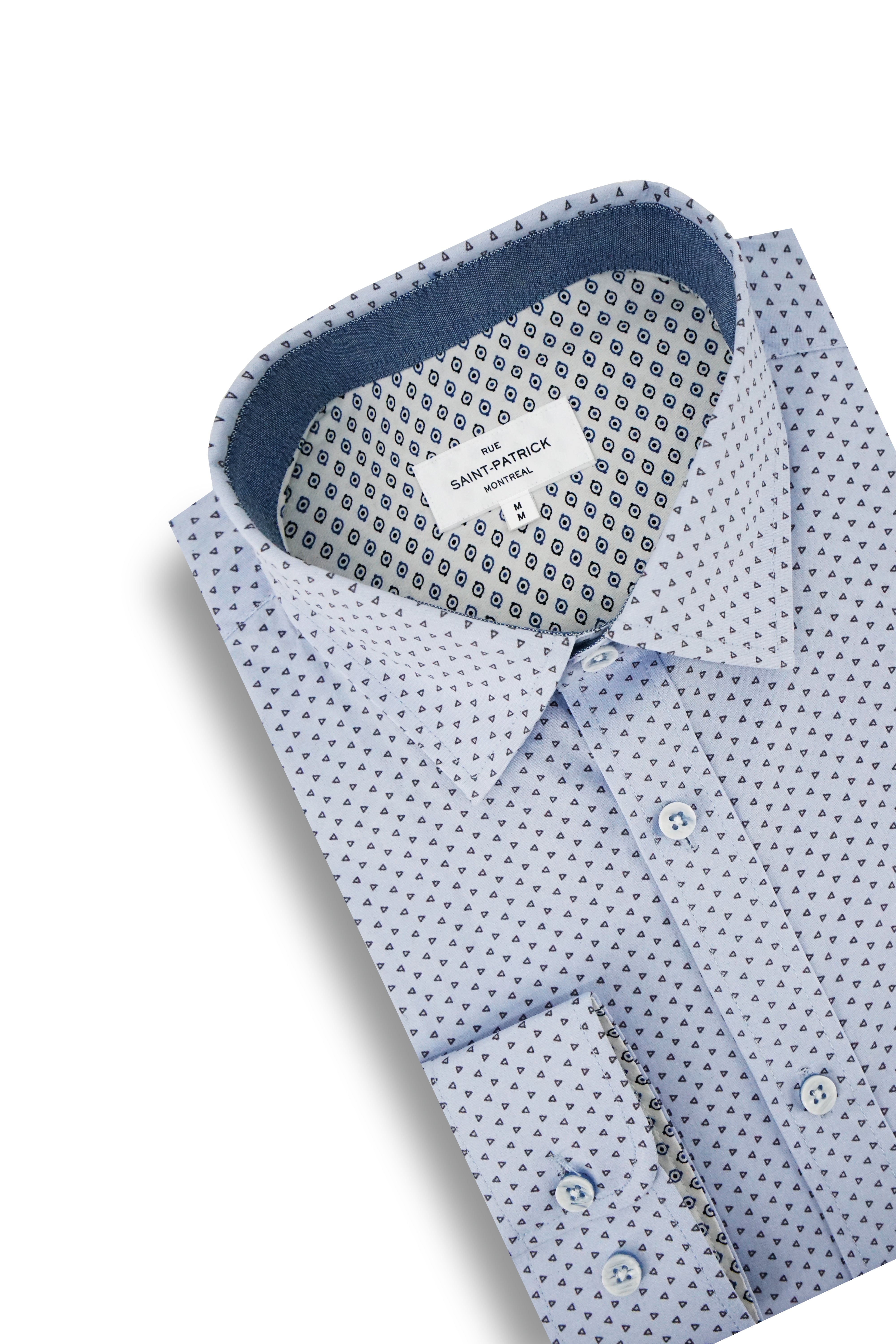 Fermoy Printed Stretch Poplin Shirt in Sky Blue