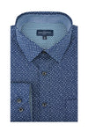 Fethard Printed Stretch Poplin Shirt in Navy