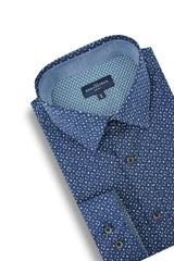 Fethard Printed Stretch Poplin Shirt in Navy