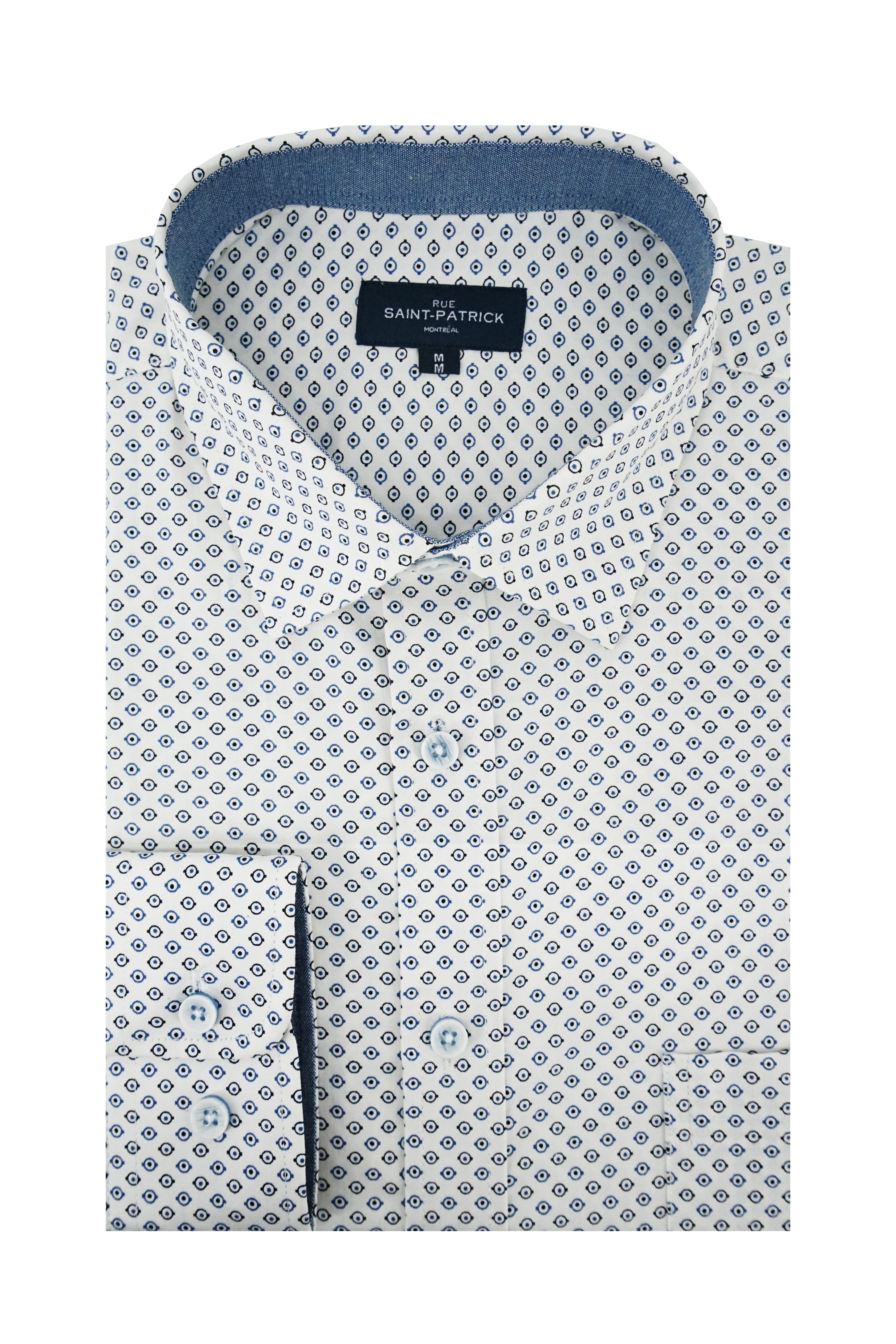 Killala Printed Stretch Poplin Shirt in White