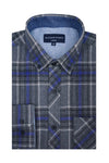 Lethbridge Flannel Shirt in Cobalt and Grey