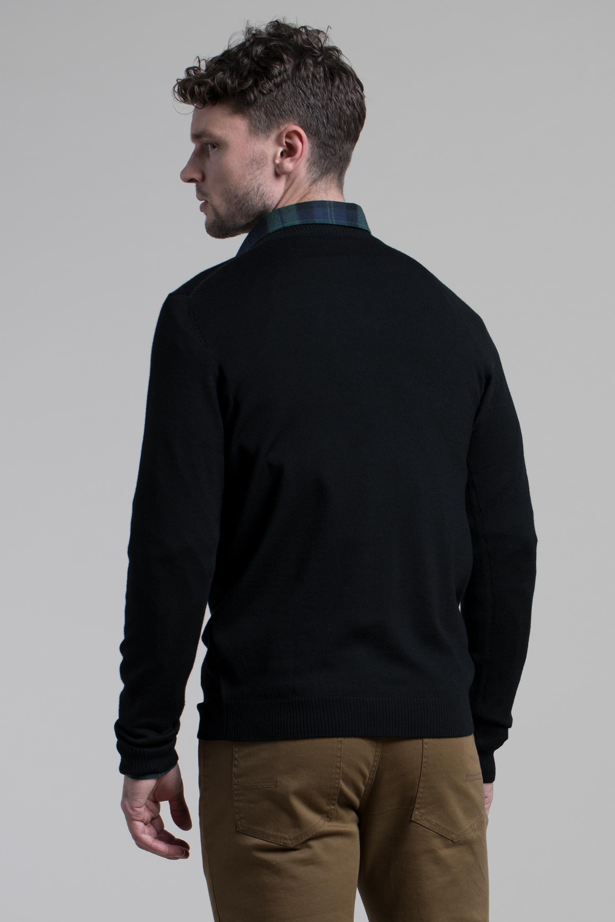 V-Neck Merino Wool Sweater in Black
