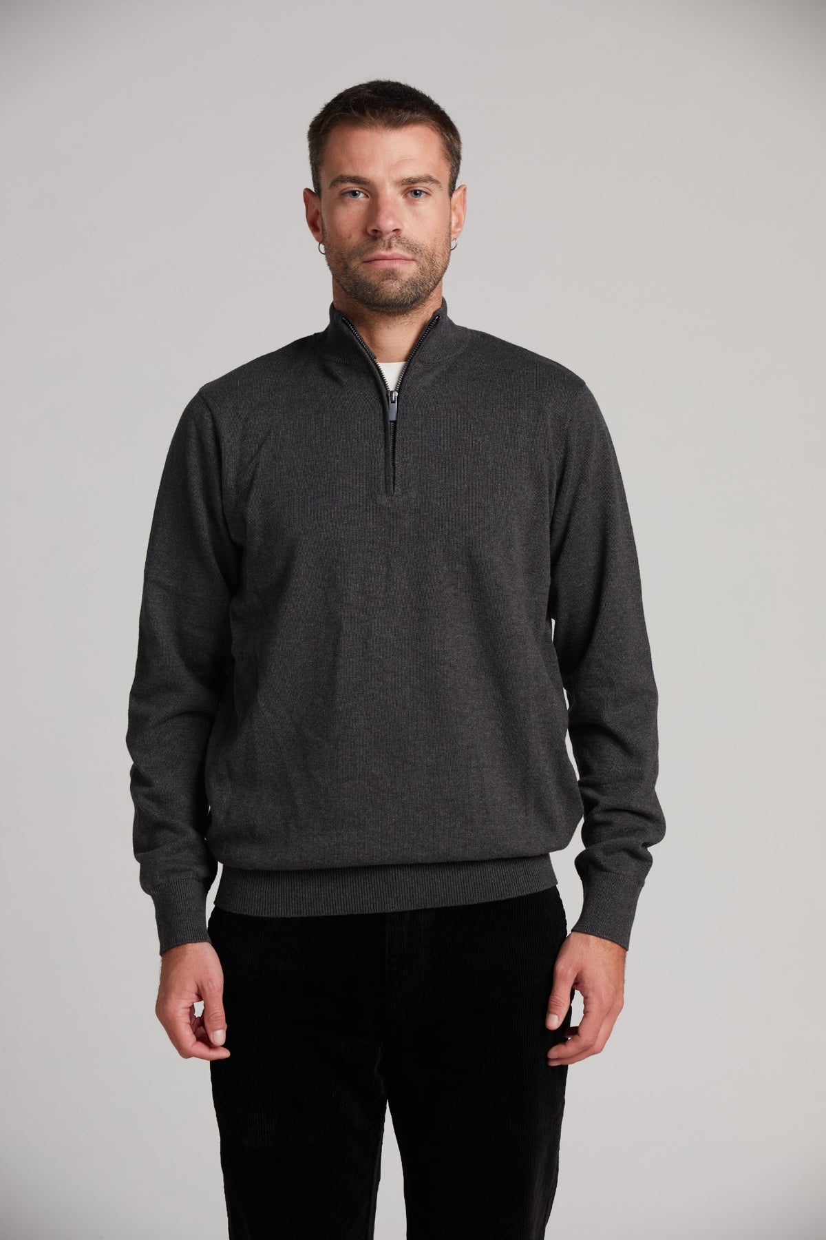 Fine Gauge 100% Cotton Quarter-Zip Sweater
