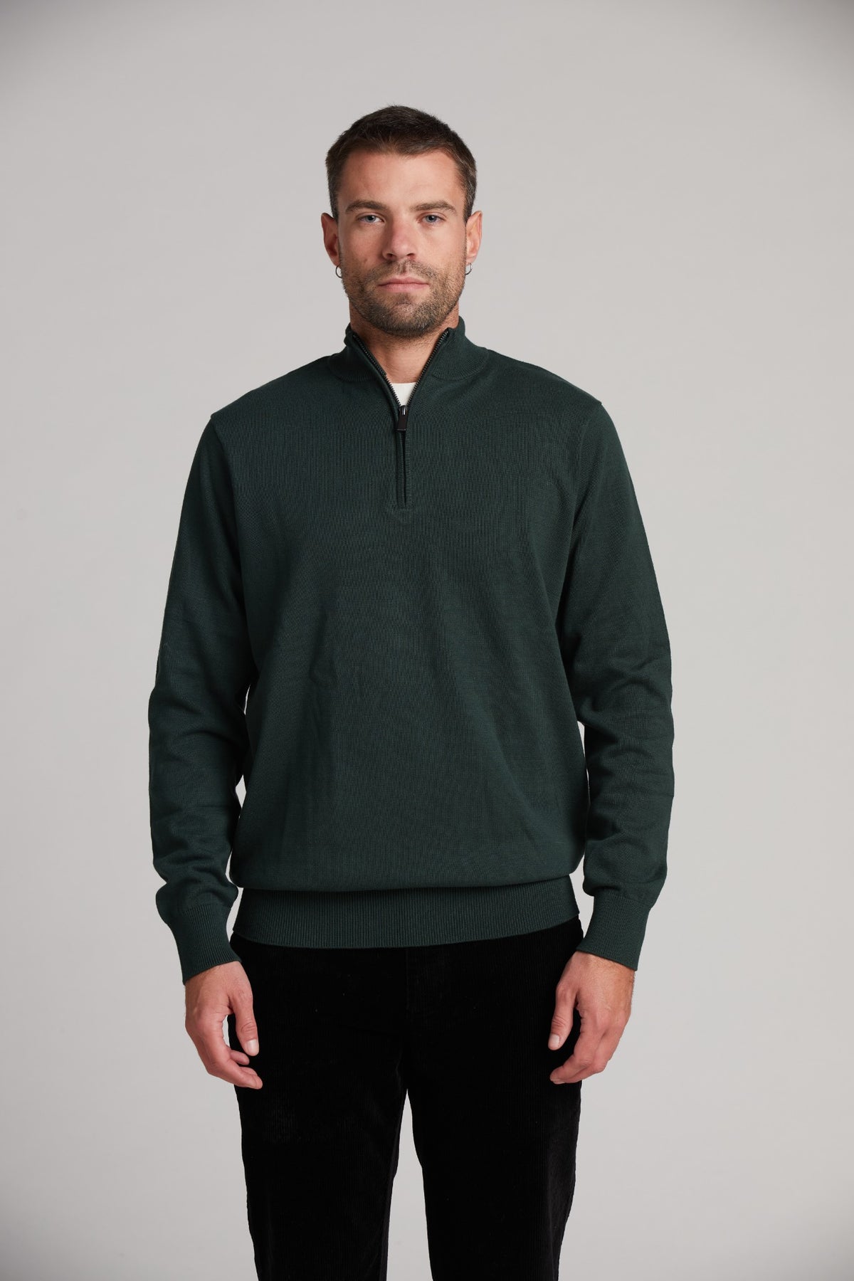 Fine Gauge 100% Cotton Quarter-Zip Sweater