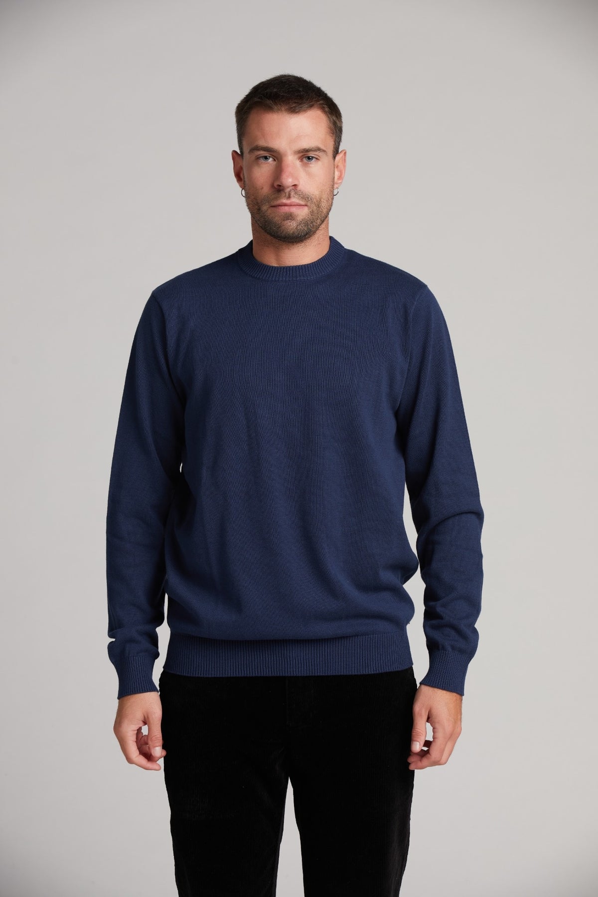 Pull col rond 100 % coton, maille fine