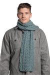 Made in Ireland Worsted Wool Scarf in Light Teal