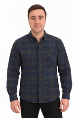 Chemise en flanelle Stockholm bleu marine et vert chasseur