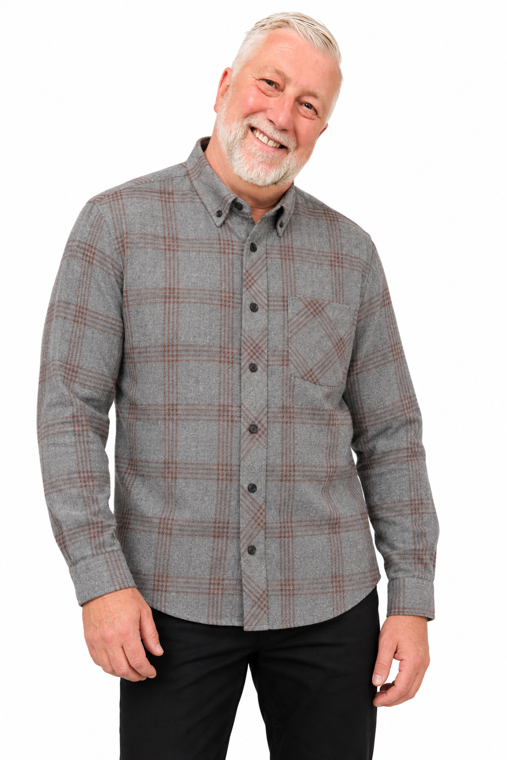 Banbridge Flannel Shirt in Grey and Mahogany