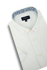 Caerleon Linen Blend Short Sleeve Shirt in White