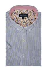 Chemise à manches courtes Newport en lin mélangé bleu acier