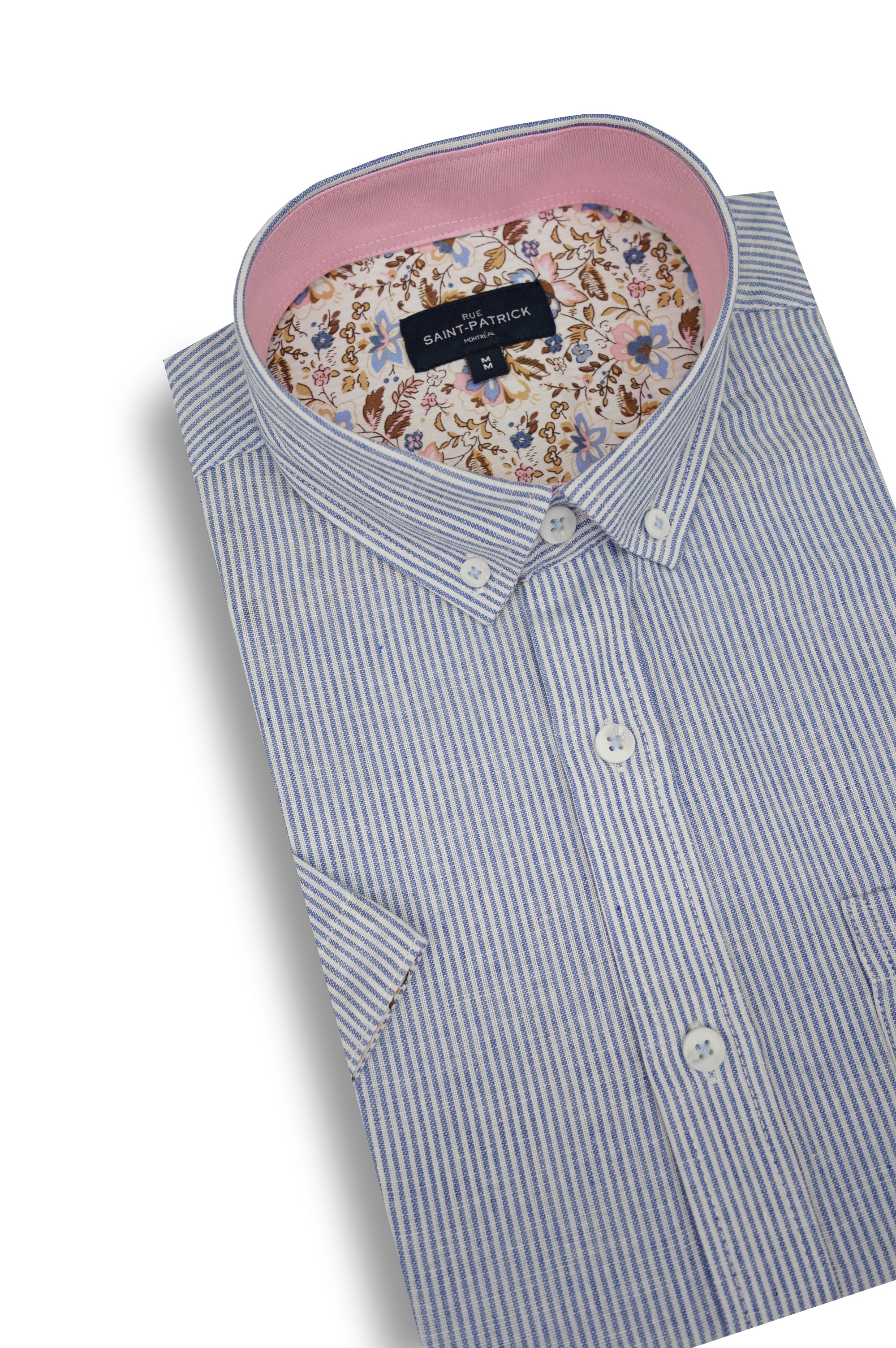 Chemise à manches courtes Newport en lin mélangé bleu acier