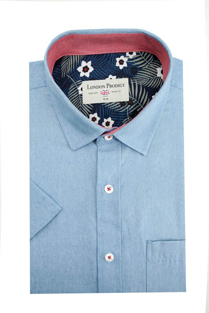 Chemise à manches courtes Bristol en bleu poudré