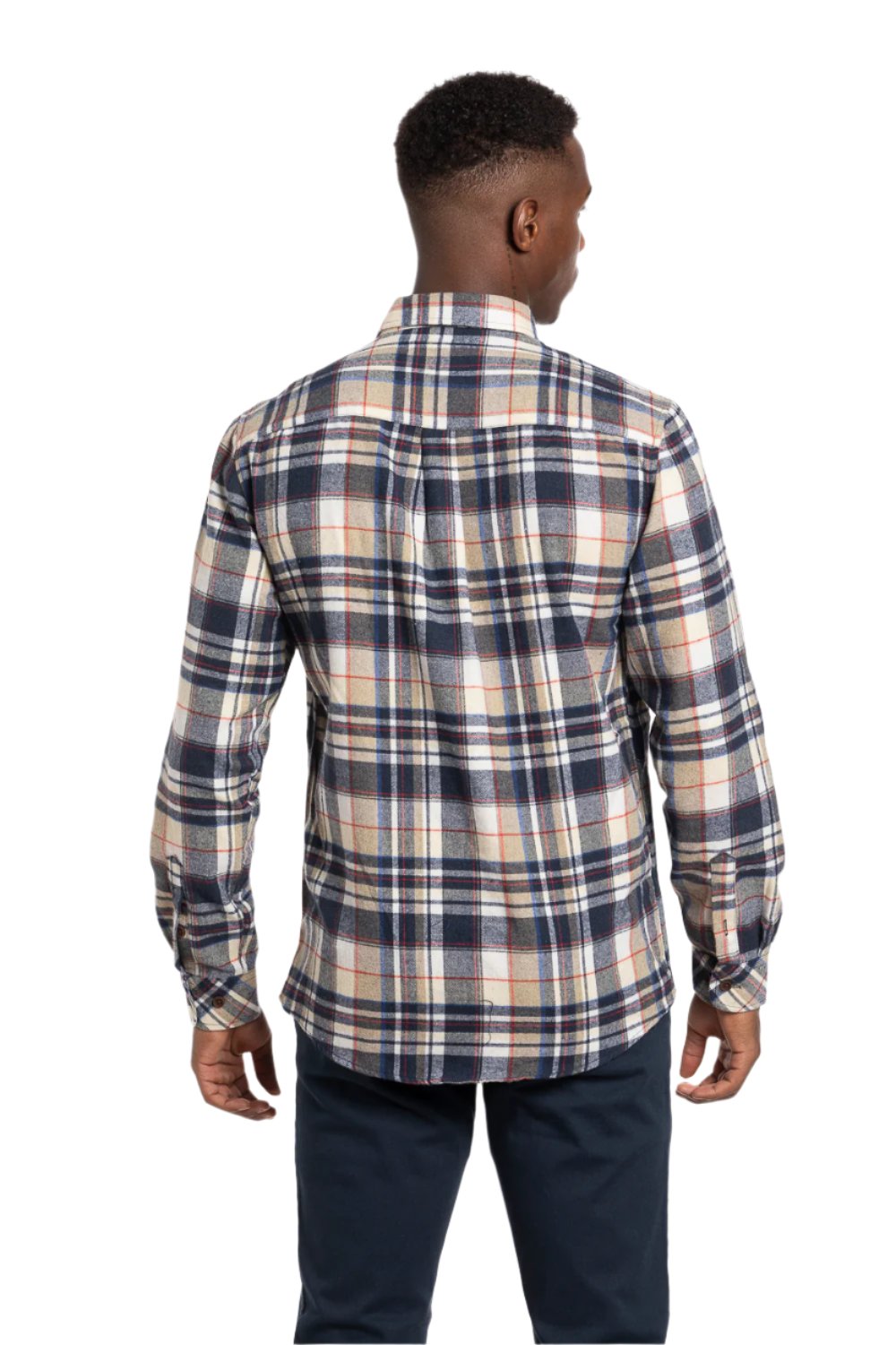 Ballylone Flannel Shirt in Navy and Beige