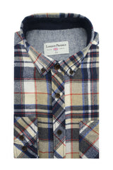 Ballylone Flannel Shirt in Navy and Beige